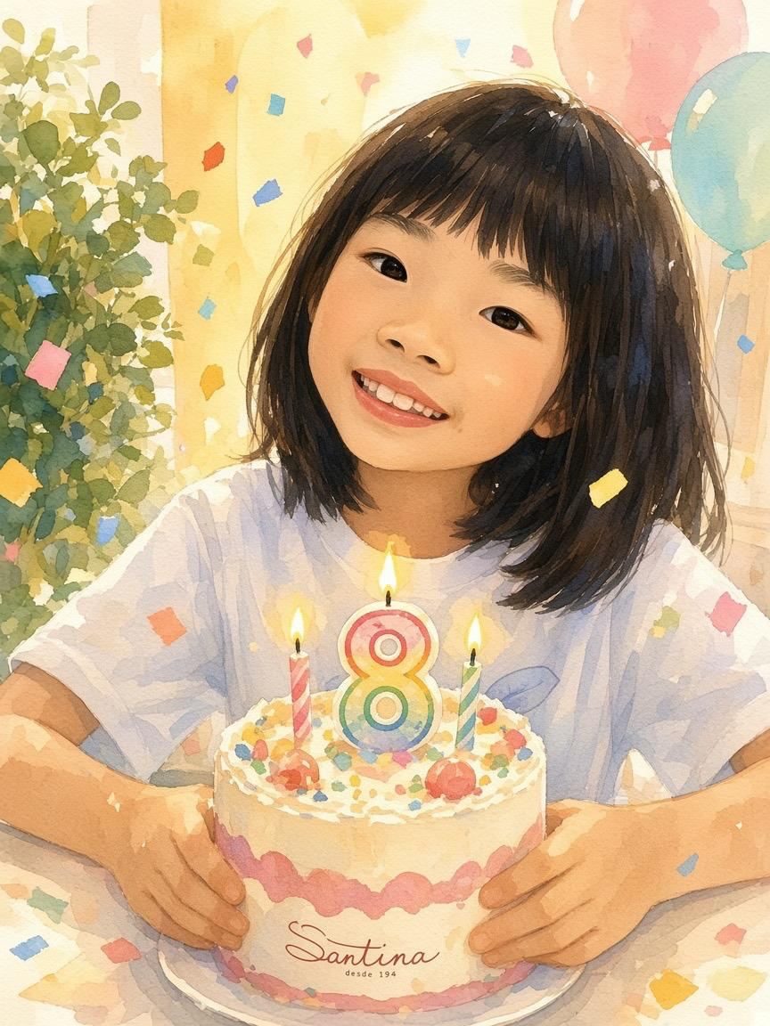 Olivia celebrating with her birthday cake